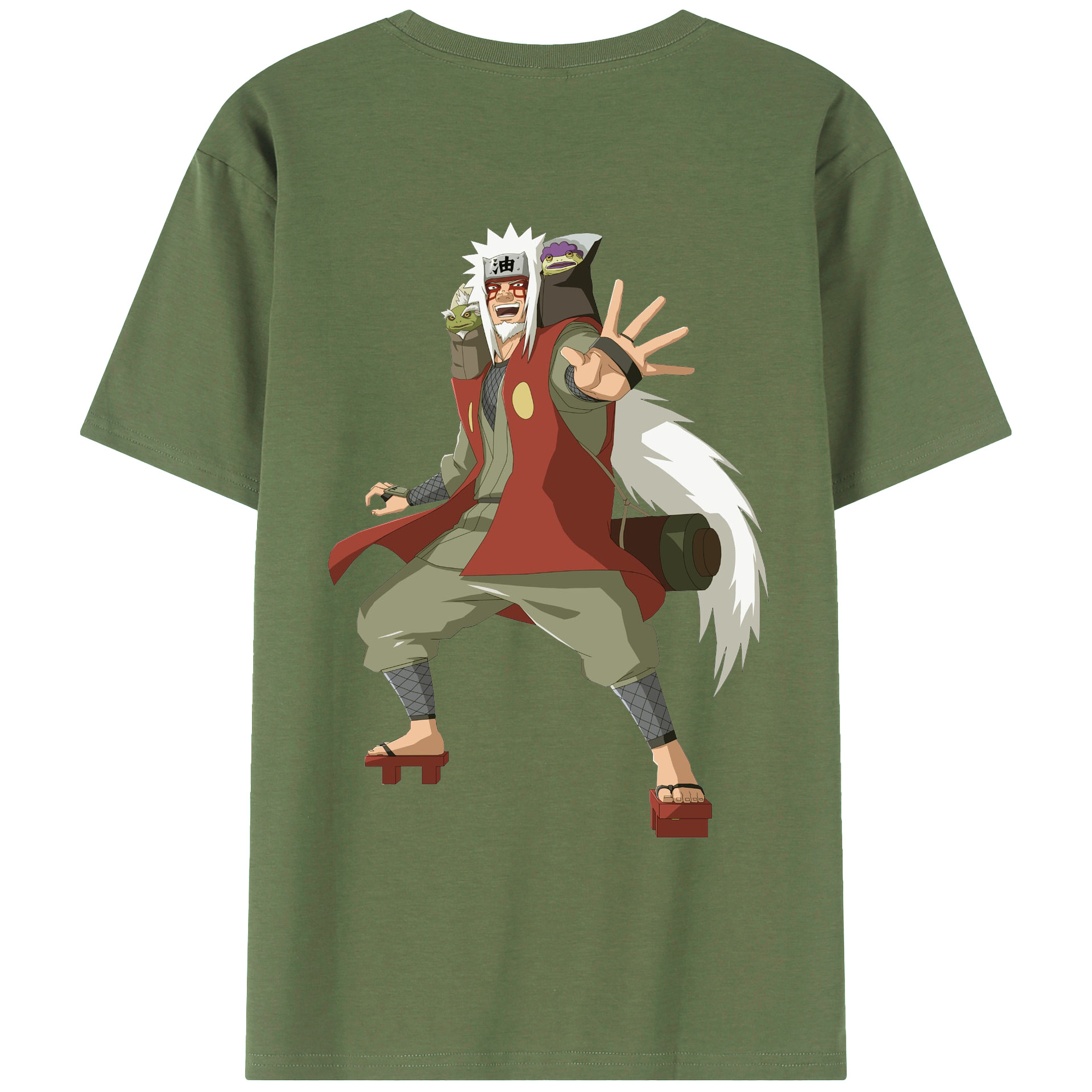 （画像用） NARUTO -ナルト- 自来也（じらいや） Jiraiya 綿100％ メンズ半袖Tシャツ（バックプリント） 通気性